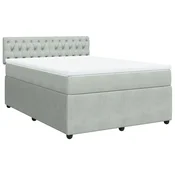 Vidaxl Box spring postelja z vzmetnico svetlo siv 140x190 cm žamet