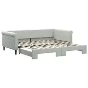 Greatstore Izvlečna dnevna postelja svetlo siva 100x200 cm žamet