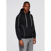 Ombre Unbuttoned mens sweatshirt with stand-up collar and hood - black