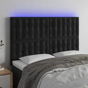 Vidaxl LED posteljno vzglavje črno 144x5x118/128 cm žamet