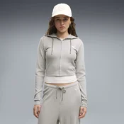 PUMA Essentials Ribbed Full-Zip Slim Hoodie Women, Clothing, Mouse Gray Heather, XL