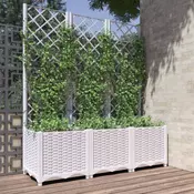 Vidaxl vidaXL Vrtno korito z rešetko, belo, 120x40x136 cm, PP