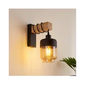 Brilagi - Zidna svetiljka WOOD GLASS 1xE27/60W/230V borovina/crna/zadimljeno braon
