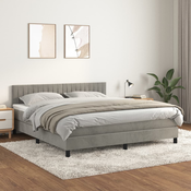 shumee Box spring postelja z vzmetnico svetlo siva 160x200 cm žamet