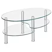 Northix 3-nadstropna ovalna klubska mizica iz kaljenega stekla 90 cm