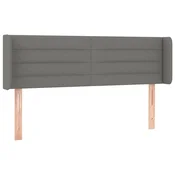 Vidaxl Vzglavje z ušesi temno sivo 147x16x78/88 cm blago