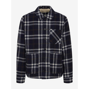 Dark Blue Shirt Plaid Jacket Blend - Men