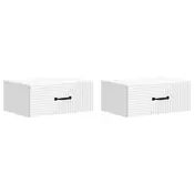vidaXL Stenski nočni omarici s predalom 2 pcs Bela 49 x 34,5 x 20 cm
