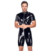 Black Level Vinyl Playsuit with Short Sleeves & Legs 2890577 Black XXXL