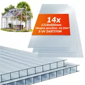 Kanalna polikarbonatna plošča MARK 4mm, 60,5x121x0,4cm, 14 kosov, prozorna Jurhan