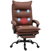 Vinsetto Vinsetto masažni pisarniški stol poliester, jeklo 66D x 74Š x 114 121,5V cm Rjav, (5000242858)