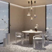 Maytoni LED viseča luč Bangkok, O 40 cm, prozorna, steklo - Dnevna soba/jedilnica - Sodobni - prozorno, črno