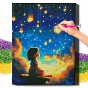 shumee Diamantna slika 5D z okvirjem Diamantno vezenje Velik mozaik 40x50 cm Oh Art!