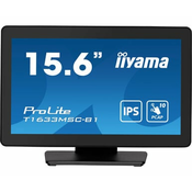 IIYAMA T1633MSC-B1 15.6inch PCAP FHD Bezel Free Front 10P Touch 385cd/m2 HDMI DP USB Interface HUB 2x2.0 Speakers