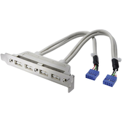 USB-ADAPTER ZA LETEV Z REŽAMI, 4 X Ž. KON. USB 2.0 A/NOTR. 10-POL. Ž. KON. USB 2.0, SIV, 0