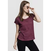 Womens long-back T-shirt in the shape of a spray with burgundy color
