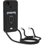 Ovitek Bigcousin z vrvico za Motorola Moto G9 Power – črna