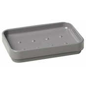 Posoda za milo SEVENTY, siva - Siva - 24 - Plastika - Stojalo - Kvadratna - Aqualine - SEVENTY - 140x26x90 mm - Posoda za milo