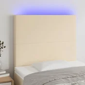 Vidaxl vidaXL Vzglavje postelje z LED zaslonom, kremno, 90x5x118/128 cm, blago
