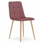 Brandless Stol KARA - roza žamet/noge v barvi lesa x 1, (22030858)