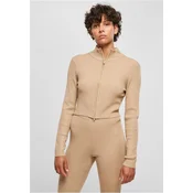 Womens sweater with zipper in beige color
