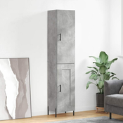 Vidaxl Visoka omara betonsko siva 34,5x34x180 cm inženirski les