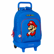 Školski Ruksak s Kotacima Super Mario Play Plava Crvena 33 X 45 X 22 cm