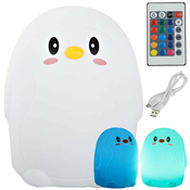 LED RGB akumulatorska mehka otroška lučka touch 1200mAh USB pingvin + daljinec