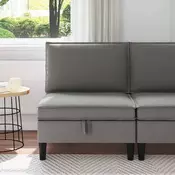 vidaXL Srednji sofa z shrambo Temno siva Žamet