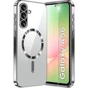 GS Ovitek za Samsung Galaxy A56 5G, Electro MagSafe, srebrn + zaščitno steklo za zaslon