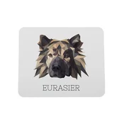 Eurasier, evrazijski - geometrijska podloga za miško s fotografijo in napisom