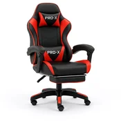 GOBORELAX Gaming stolica s funkcijom masaže, oslonac za noge - crno-crvena