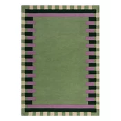 Zelena/vijolična ročno tkana volnena preproga 120x170 cm Kai Wool Border – Flair Rugs