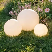 Lindby LED solarne svetilke Lago, komplet 3, globusi, zemeljski trn, bela - Sodobni - Plastika