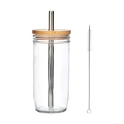 Tumbler for bubble tea, with lid and straw, made from glass, 650 ml –