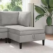 vidaXL Pouf s shrambnim prostorom Svetlo siva Žamet