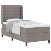 Vidaxl Postelja z vzmetnico z vzmetnico Taupe 90 x 200 cm blago