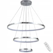 DE STROPNA SVETILKA S 3 OBROČI, kromirana viseča LED LESTENCA + DALJINSKI UPRAVLJALNIK 20/40/60 cm