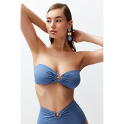Trendyol Blue Strapless Accessory Bikini Top