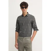 Bombažna srajca Armani Exchange moška, siva barva, 6DZC06 ZN5DZ