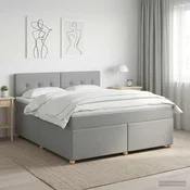vidaXL Postelja boxspring z vzmetnico Svetlo siva 180 x 200 cm Blago