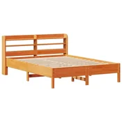 Vidaxl Posteljni okvir brez vzmetnice voščeno rjav 135x190 cm borovina