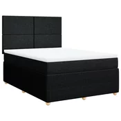 vidaXL vidaXL Box spring posteljni z vzmetnico črn 140x190 cm blago, (21306486)