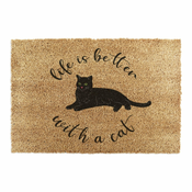 Predpražnik iz kokosovih vlaken 40x60 cm Life Is Better With a Cat – Artsy Doormats