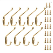 INF 9-Paket stenskih kavljev Kovinski kavlji Robe Hook Double Pin Stenski kavlji Gold, (21247157)