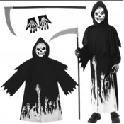 Korbi KOSTUM SMRTI – ZASRAŠUJOČA ZOMBIE PREOBLEKA S KOSO IN ROKAVICAMI, HALLOWEEN M