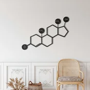 WallXpert metalni zidni ukras 5238, strukturna formula molekula testosterona, 75 x 52 cm, crni