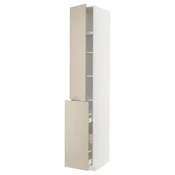 METOD / MAXIMERA Vis.elem. s izvl.funk. 3fi/1vr/2pol, bela/Havstorp bež, 40x60x240 cm