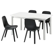 STRANDTORP/ODGER Miza in 4 stoli, bela/antracit, 150/205/260 cm