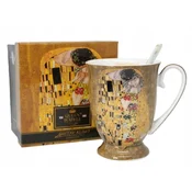 Velika porcelanasta skodelica 300 ml z žličko v škatli, kolekcija Klimt Kiss